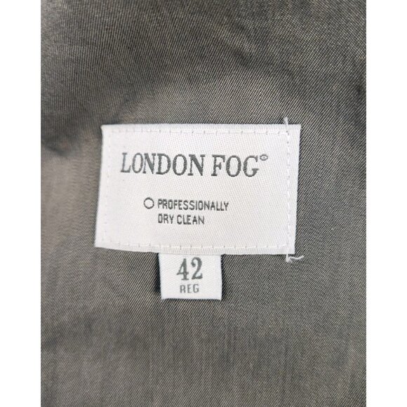 Men’s London Fog Double Breasted Trench-Coat 42 Reg Gray w Zip Out Lining - Picture 9 of 16